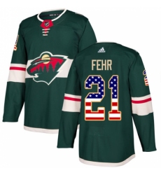 Men's Adidas Minnesota Wild #21 Eric Fehr Authentic Green USA Flag Fashion NHL Jersey Men's Adidas Minnesota Wild #21 Eric Fehr Authentic Green USA Flag Fashion NHL Jersey