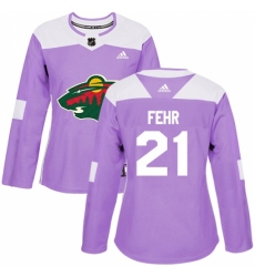 Women's Adidas Minnesota Wild #21 Eric Fehr Authentic Purple Fights Cancer Practice NHL Jersey Women's Adidas Minnesota Wild #21 Eric Fehr Authentic Purple Fights Cancer Practice NHL Jersey