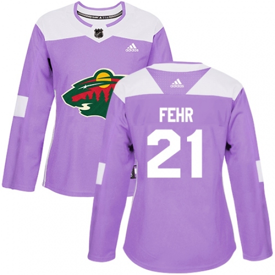 Women's Adidas Minnesota Wild #21 Eric Fehr Authentic Purple Fights Cancer Practice NHL Jersey Women's Adidas Minnesota Wild #21 Eric Fehr Authentic Purple Fights Cancer Practice NHL Jersey