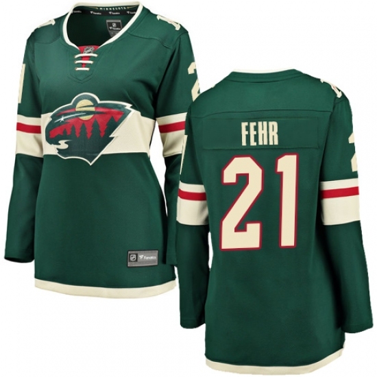 Women's Minnesota Wild #21 Eric Fehr Authentic Green Home Fanatics Branded Breakaway NHL Jersey Women's Minnesota Wild #21 Eric Fehr Authentic Green Home Fanatics Branded Breakaway NHL Jersey