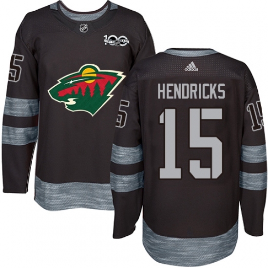 Men's Adidas Minnesota Wild #15 Matt Hendricks Authentic Black 1917-2017 100th Anniversary NHL Jersey Men's Adidas Minnesota Wild #15 Matt Hendricks Authentic Black 1917-2017 100th Anniversary NHL Jersey