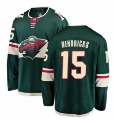 Men's Minnesota Wild #15 Matt Hendricks Authentic Green Home Fanatics Branded Breakaway NHL Jersey