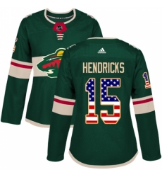 Women's Adidas Minnesota Wild #15 Matt Hendricks Authentic Green USA Flag Fashion NHL Jersey Women's Adidas Minnesota Wild #15 Matt Hendricks Authentic Green USA Flag Fashion NHL Jersey
