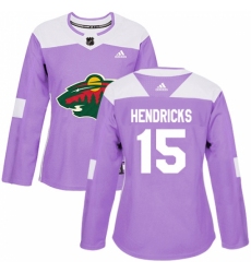 Women's Adidas Minnesota Wild #15 Matt Hendricks Authentic Purple Fights Cancer Practice NHL Jersey Women's Adidas Minnesota Wild #15 Matt Hendricks Authentic Purple Fights Cancer Practice NHL Jersey