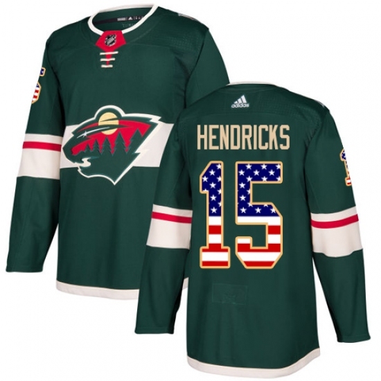 Youth Adidas Minnesota Wild #15 Matt Hendricks Authentic Green USA Flag Fashion NHL Jersey Youth Adidas Minnesota Wild #15 Matt Hendricks Authentic Green USA Flag Fashion NHL Jersey