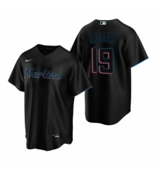Men's Nike Miami Marlins #19 Miguel Rojas Black Alternate Stitched Baseball Jersey