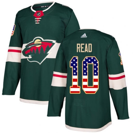 Men's Adidas Minnesota Wild #10 Matt Read Authentic Green USA Flag Fashion NHL Jersey Men's Adidas Minnesota Wild #10 Matt Read Authentic Green USA Flag Fashion NHL Jersey