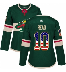 Women's Adidas Minnesota Wild #10 Matt Read Authentic Green USA Flag Fashion NHL Jersey Women's Adidas Minnesota Wild #10 Matt Read Authentic Green USA Flag Fashion NHL Jersey