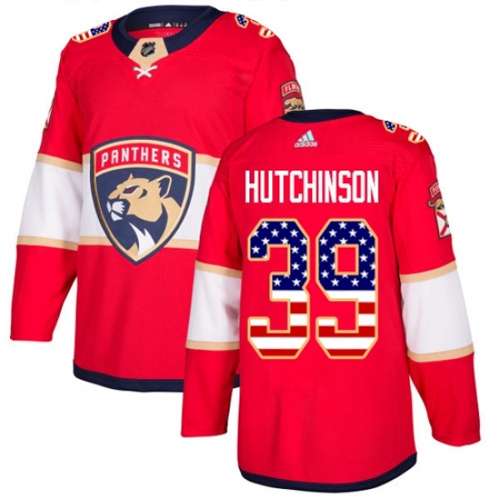Men's Adidas Florida Panthers #39 Michael Hutchinson Authentic Red USA Flag Fashion NHL Jersey Men's Adidas Florida Panthers #39 Michael Hutchinson Authentic Red USA Flag Fashion NHL Jersey