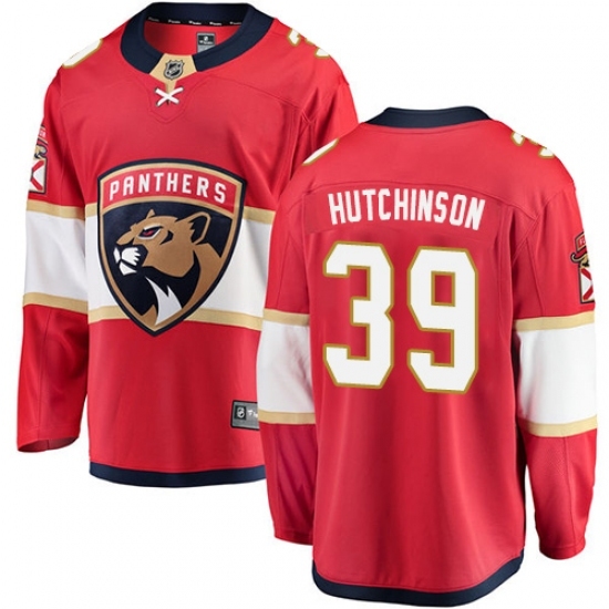 Men's Florida Panthers #39 Michael Hutchinson Authentic Red Home Fanatics Branded Breakaway NHL Jersey Men's Florida Panthers #39 Michael Hutchinson Authentic Red Home Fanatics Branded Breakaway NHL Jersey