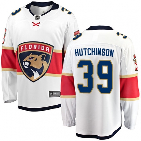 Men's Florida Panthers #39 Michael Hutchinson Authentic White Away Fanatics Branded Breakaway NHL Jersey Men's Florida Panthers #39 Michael Hutchinson Authentic White Away Fanatics Branded Breakaway NHL Jersey