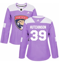 Women's Adidas Florida Panthers #39 Michael Hutchinson Authentic Purple Fights Cancer Practice NHL Jersey Women's Adidas Florida Panthers #39 Michael Hutchinson Authentic Purple Fights Cancer Practice NHL Jersey