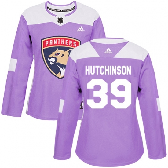 Women's Adidas Florida Panthers #39 Michael Hutchinson Authentic Purple Fights Cancer Practice NHL Jersey Women's Adidas Florida Panthers #39 Michael Hutchinson Authentic Purple Fights Cancer Practice NHL Jersey