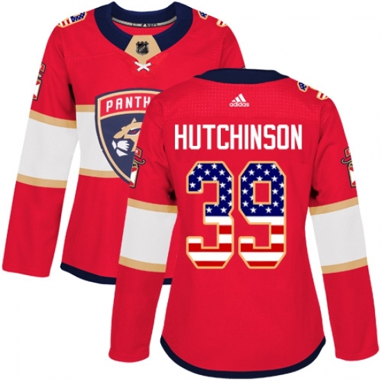 Women's Adidas Florida Panthers #39 Michael Hutchinson Authentic Red USA Flag Fashion NHL Jersey Women's Adidas Florida Panthers #39 Michael Hutchinson Authentic Red USA Flag Fashion NHL Jersey