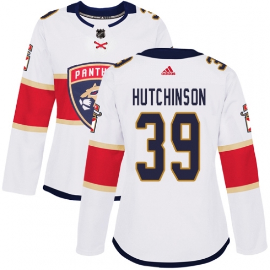Women's Adidas Florida Panthers #39 Michael Hutchinson Authentic White Away NHL Jersey Women's Adidas Florida Panthers #39 Michael Hutchinson Authentic White Away NHL Jersey