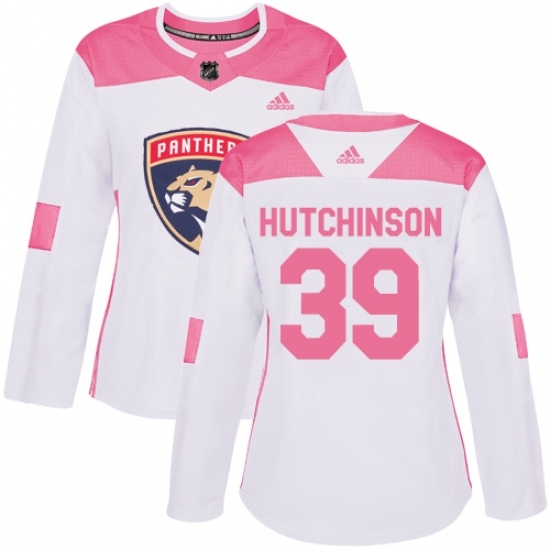 Women's Adidas Florida Panthers #39 Michael Hutchinson Authentic White Pink Fashion NHL Jersey Women's Adidas Florida Panthers #39 Michael Hutchinson Authentic White Pink Fashion NHL Jersey