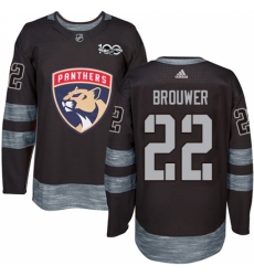 Men's Adidas Florida Panthers #22 Troy Brouwer Authentic Black 1917-2017 100th Anniversary NHL Jersey