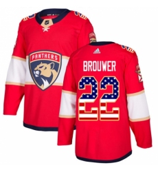 Men's Adidas Florida Panthers #22 Troy Brouwer Authentic Red USA Flag Fashion NHL Jersey