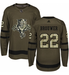 Men's Adidas Florida Panthers #22 Troy Brouwer Premier Green Salute to Service NHL Jersey