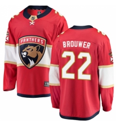 Men's Florida Panthers #22 Troy Brouwer Authentic Red Home Fanatics Branded Breakaway NHL Jersey