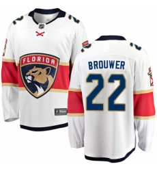 Men's Florida Panthers #22 Troy Brouwer Authentic White Away Fanatics Branded Breakaway NHL Jersey