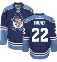 Men's Reebok Florida Panthers #22 Troy Brouwer Premier Navy Blue Third NHL Jersey