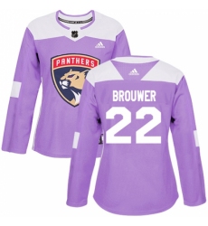 Women's Adidas Florida Panthers #22 Troy Brouwer Authentic Purple Fights Cancer Practice NHL Jersey