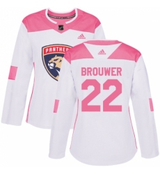 Women's Adidas Florida Panthers #22 Troy Brouwer Authentic White Pink Fashion NHL Jersey