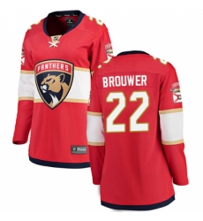 Women's Florida Panthers #22 Troy Brouwer Authentic Red Home Fanatics Branded Breakaway NHL Jersey