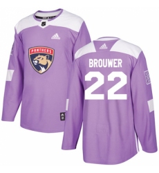 Youth Adidas Florida Panthers #22 Troy Brouwer Authentic Purple Fights Cancer Practice NHL Jersey