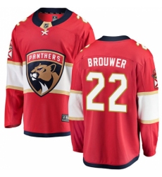 Youth Florida Panthers #22 Troy Brouwer Authentic Red Home Fanatics Branded Breakaway NHL Jersey