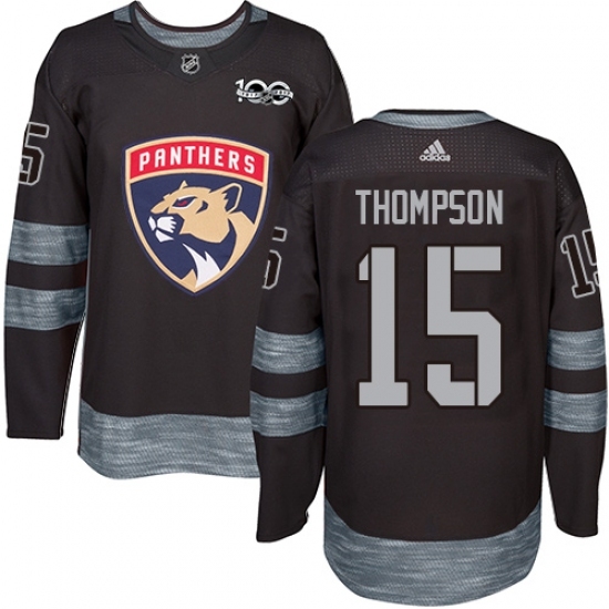 Men's Adidas Florida Panthers #15 Paul Thompson Authentic Black 1917-2017 100th Anniversary NHL Jersey Men's Adidas Florida Panthers #15 Paul Thompson Authentic Black 1917-2017 100th Anniversary NHL Jersey