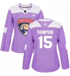 Women's Adidas Florida Panthers #15 Paul Thompson Authentic Purple Fights Cancer Practice NHL Jersey Women's Adidas Florida Panthers #15 Paul Thompson Authentic Purple Fights Cancer Practice NHL Jersey