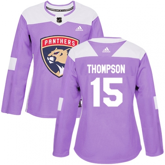 Women's Adidas Florida Panthers #15 Paul Thompson Authentic Purple Fights Cancer Practice NHL Jersey Women's Adidas Florida Panthers #15 Paul Thompson Authentic Purple Fights Cancer Practice NHL Jersey