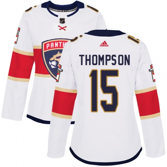 Women's Adidas Florida Panthers #15 Paul Thompson Authentic White Away NHL Jersey Women's Adidas Florida Panthers #15 Paul Thompson Authentic White Away NHL Jersey