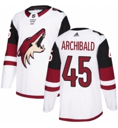Men's Adidas Arizona Coyotes #45 Josh Archibald Authentic White Away NHL Jersey Men's Adidas Arizona Coyotes #45 Josh Archibald Authentic White Away NHL Jersey