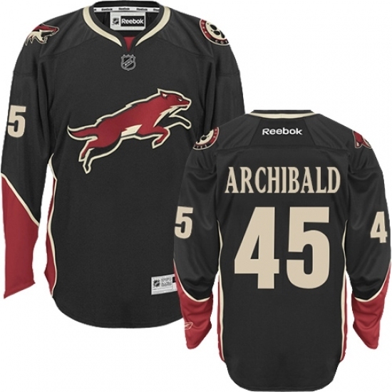 Men's Reebok Arizona Coyotes #45 Josh Archibald Authentic Black Third NHL Jersey Men's Reebok Arizona Coyotes #45 Josh Archibald Authentic Black Third NHL Jersey