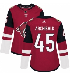 Women's Adidas Arizona Coyotes #45 Josh Archibald Authentic Burgundy Red Home NHL Jersey Women's Adidas Arizona Coyotes #45 Josh Archibald Authentic Burgundy Red Home NHL Jersey