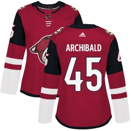 Women's Adidas Arizona Coyotes #45 Josh Archibald Authentic Burgundy Red Home NHL Jersey Women's Adidas Arizona Coyotes #45 Josh Archibald Authentic Burgundy Red Home NHL Jersey