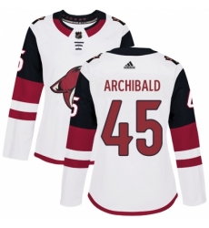 Women's Adidas Arizona Coyotes #45 Josh Archibald Authentic White Away NHL Jersey Women's Adidas Arizona Coyotes #45 Josh Archibald Authentic White Away NHL Jersey