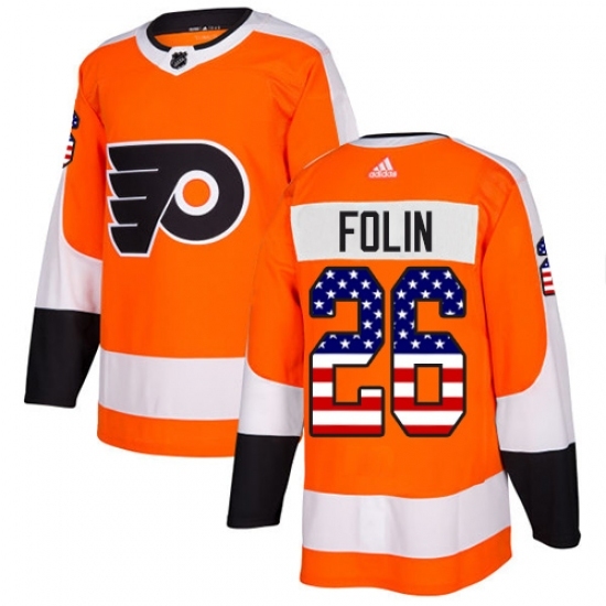 Men's Adidas Philadelphia Flyers #26 Christian Folin Authentic Orange USA Flag Fashion NHL Jersey Men's Adidas Philadelphia Flyers #26 Christian Folin Authentic Orange USA Flag Fashion NHL Jersey