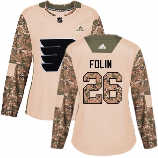 Women's Adidas Philadelphia Flyers #26 Christian Folin Authentic Camo Veterans Day Practice NHL Jersey Women's Adidas Philadelphia Flyers #26 Christian Folin Authentic Camo Veterans Day Practice NHL Jersey
