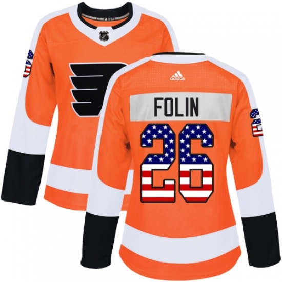 Women's Adidas Philadelphia Flyers #26 Christian Folin Authentic Orange USA Flag Fashion NHL Jersey Women's Adidas Philadelphia Flyers #26 Christian Folin Authentic Orange USA Flag Fashion NHL Jersey