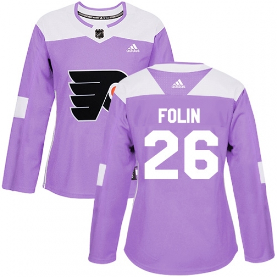Women's Adidas Philadelphia Flyers #26 Christian Folin Authentic Purple Fights Cancer Practice NHL Jersey Women's Adidas Philadelphia Flyers #26 Christian Folin Authentic Purple Fights Cancer Practice NHL Jersey