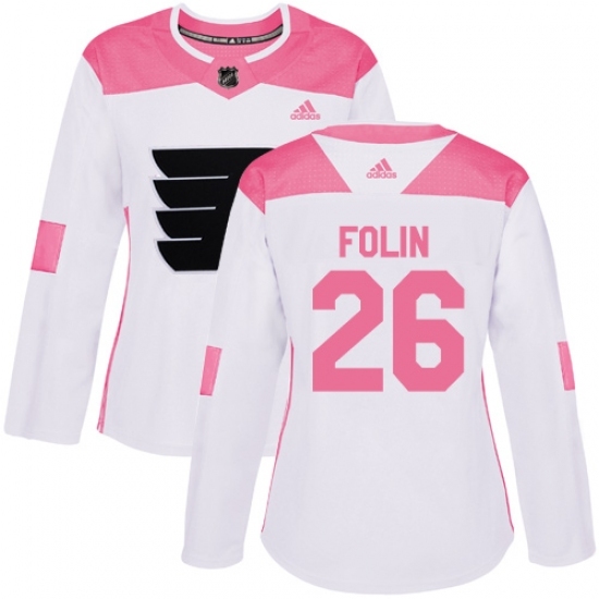 Women's Adidas Philadelphia Flyers #26 Christian Folin Authentic White Pink Fashion NHL Jersey Women's Adidas Philadelphia Flyers #26 Christian Folin Authentic White Pink Fashion NHL Jersey