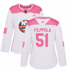 Women's Adidas New York Islanders #51 Valtteri Filppula Authentic White Pink Fashion NHL Jersey