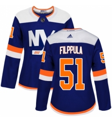 Women's Adidas New York Islanders #51 Valtteri Filppula Premier Blue Alternate NHL Jersey