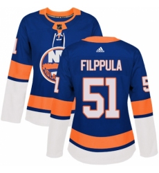 Women's Adidas New York Islanders #51 Valtteri Filppula Premier Royal Blue Home NHL Jersey