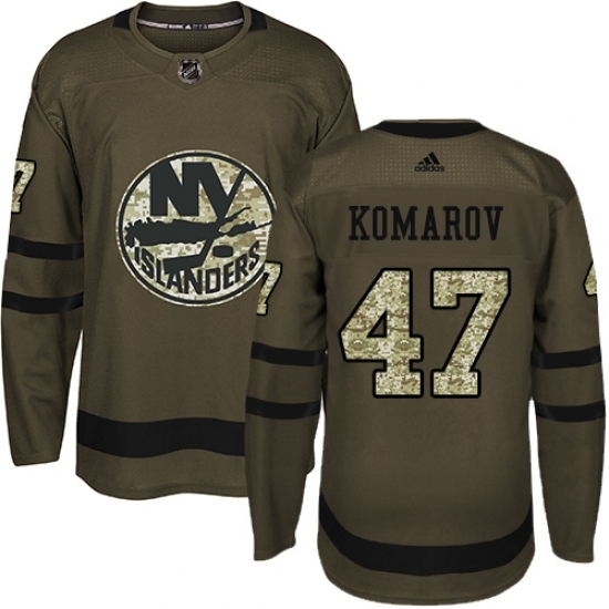Men's Adidas New York Islanders #47 Leo Komarov Authentic Green Salute to Service NHL Jersey Men's Adidas New York Islanders #47 Leo Komarov Authentic Green Salute to Service NHL Jersey