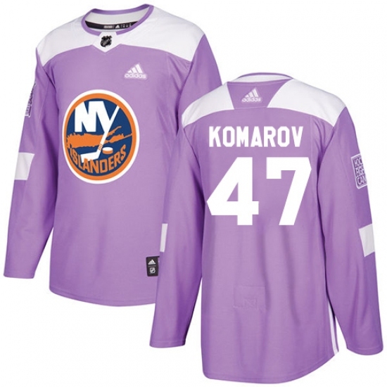 Men's Adidas New York Islanders #47 Leo Komarov Authentic Purple Fights Cancer Practice NHL Jersey Men's Adidas New York Islanders #47 Leo Komarov Authentic Purple Fights Cancer Practice NHL Jersey